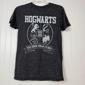 Hogwarts T shirt Mens Unisex Sm‎ Blk Gray Wizarding World Harry Potter Graphic